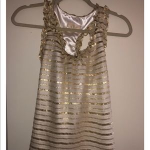 Gold striped ruffle tank
